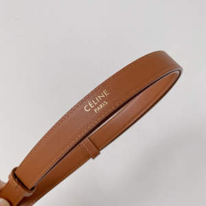 Luxury Womens Belts Celine Small Block Triomphe Belt in Tan Calfskin A28PP240 AA158424