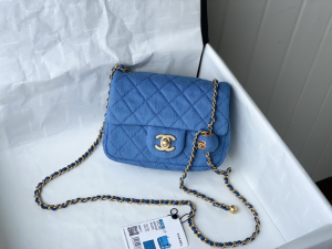 Luxury Womens Handbags Chanel 2021 Mini Flap Bag in Denim Blue 18CM A51PP980 AA158437
