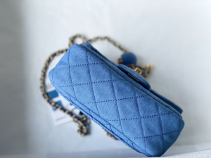 Luxury Womens Handbags Chanel 2021 Mini Flap Bag in Denim Blue 18CM A51PP980 AA158437