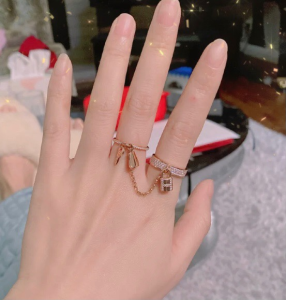 Luxury Womens Jewelry Hermes Kelly Clochette Double Ring A152PP280 AA158826