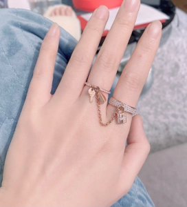 Luxury Womens Jewelry Hermes Kelly Clochette Double Ring A152PP280 AA158826