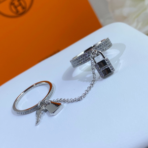 Luxury Womens Jewelry Hermes Kelly Clochette Double Ring A152PP280 AA158826