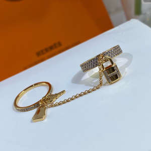 Luxury Womens Jewelry Hermes Kelly Clochette Double Ring A152PP280 AA158826