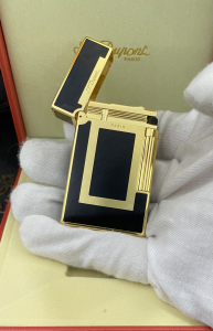 Luxury Womens Lighter ST Dupont Black Gold Finish Lighter A168PP380 AA158873