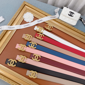 Chanel Gold CC Logo Leather Belt 30MM 