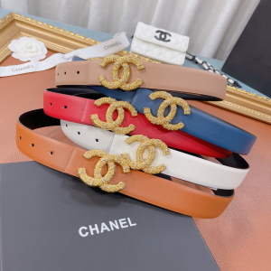 Luxury Womens Belts Chanel Gold CC Logo Leather Belt 30MM A175PP240 AA159741