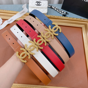 Luxury Womens Belts Chanel Gold CC Logo Leather Belt 30MM A175PP240 AA159741