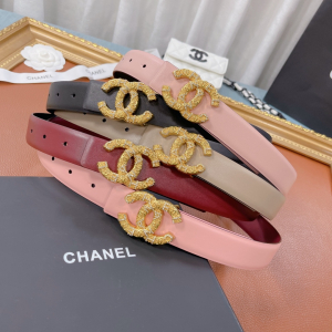 Luxury Womens Belts Chanel Gold CC Logo Leather Belt 30MM A175PP240 AA159741
