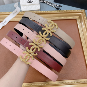 Luxury Womens Belts Chanel Gold CC Logo Leather Belt 30MM A175PP240 AA159741