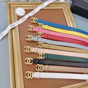 Chanel Gold CC Logo Leather Belt 30MM 