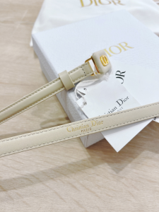 Luxury Womens Belts Dior Bobby Belt in White Smooth Calfskin 12MM A175PP240 AA159744
