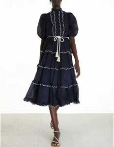 Luxury Womens Clothing Zimmermann Long Blue Dress SMLXL A154PP1280 AA159720