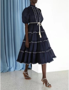 Luxury Womens Clothing Zimmermann Long Blue Dress SMLXL A154PP1280 AA159720