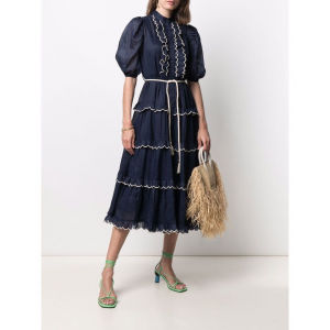 Luxury Womens Clothing Zimmermann Long Blue Dress SMLXL A154PP1280 AA159720