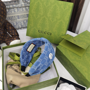 Luxury Womens Headband Gucci GG Denim Blue Headband A152PP110 AA159687