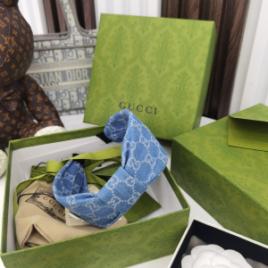 Luxury Womens Headband Gucci GG Denim Blue Headband A152PP110 AA159687