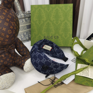 Luxury Womens Headband Gucci GG Denim Blue Headband A152PP110 AA159688