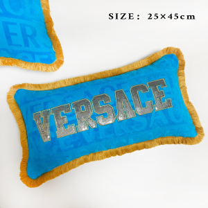 Versace Sequin Versace Logo Cushions Fringe Blue Versace Sequin Versace Logo Cushions Fringe Blue
