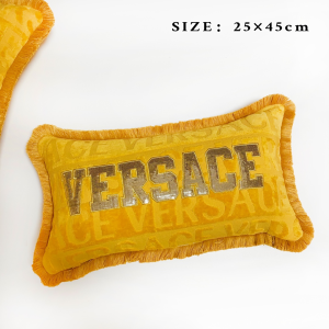 Versace Sequin Versace Logo Cushions Fringe Gold Versace Sequin Versace Logo Cushions Fringe Gold