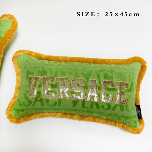 Versace Sequin Versace Logo Cushions Fringe Green Versace Sequin Versace Logo Cushions Fringe Green