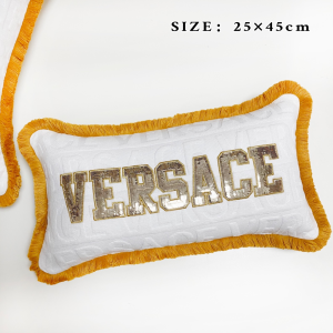 Versace Sequin Versace Logo Cushions Fringe White Versace Sequin Versace Logo Cushions Fringe White