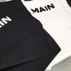 Luxury Womens Clothing Balmain Logo Knit T Shirt in Black SML A29PP380 AA159859