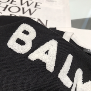 Luxury Womens Clothing Balmain Logo Knit T Shirt in Black SML A29PP380 AA159859