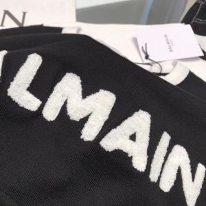 Luxury Womens Clothing Balmain Logo Knit T Shirt in Black SML A29PP380 AA159859