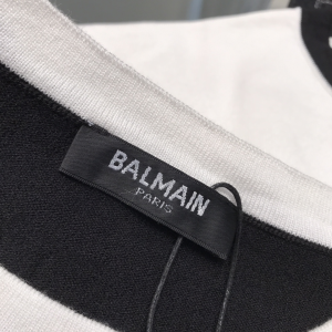 Luxury Womens Clothing Balmain Logo Knit T Shirt in Black SML A29PP380 AA159859