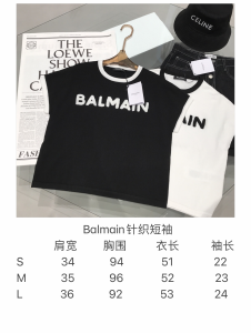 Luxury Womens Clothing Balmain Logo Knit T Shirt in Black SML A29PP380 AA159859