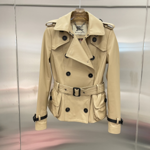 Burberry Leather Biker Jacket Beige 
