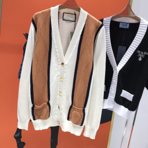 Gucci Cotton Wool Cardigan Tan and White 
