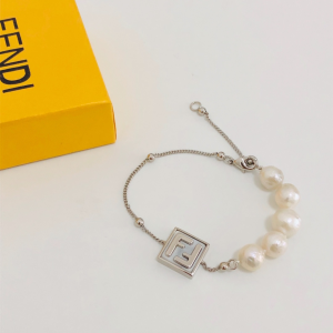 Luxury Womens Jewelry Fendi FF Charm Pearl Bracelet A39PP160 AA159892