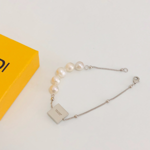 Luxury Womens Jewelry Fendi FF Charm Pearl Bracelet A39PP160 AA159892