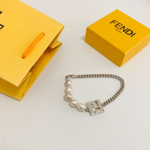 Luxury Womens Jewelry Fendi FF Charm Pearl Bracelet A39PP160 AA159893