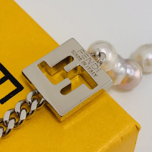 Luxury Womens Jewelry Fendi FF Charm Pearl Bracelet A39PP160 AA159893