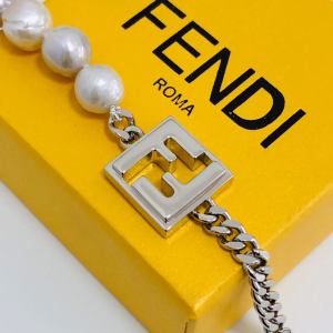 Luxury Womens Jewelry Fendi FF Charm Pearl Necklace A39PP165 AA159895