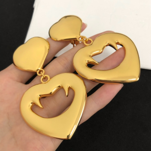 Saint Laurent YSL Gold Love Heart Earrings 