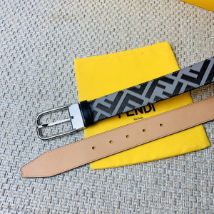 Luxury Mens Belts Fendi Mens FF Logo Leather Belt 35MM A175PP240 AA160642