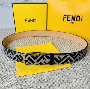 Luxury Mens Belts Fendi Mens FF Logo Leather Belt 35MM A175PP240 AA160642