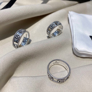 Luxury Womens Jewelry Gucci Ring Gucci Thin Silver Double G Ring A152PP240 AA160614