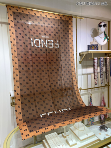 Fendi FF Logo Print Silk Scarf Brown 