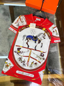 Hermes House Print Red Cotton T Shirt 