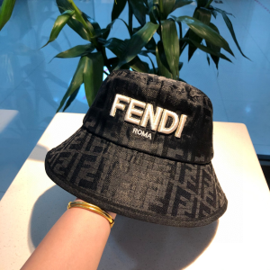 Fendi Roma FF Logo Bucket Hat Black 