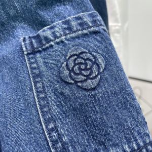 Luxury Womens Clothing Chanel 2021 Denim Blue Camellia Jacket SML A29PP780 AA160806