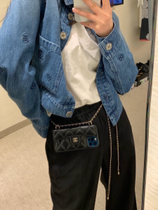 Luxury Womens Clothing Chanel 2021 Denim Blue Camellia Jacket SML A29PP780 AA160806