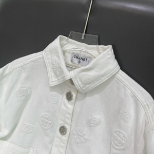 Luxury Womens Clothing Chanel 2021 Denim White Camellia Jacket SML A29PP780 AA160807