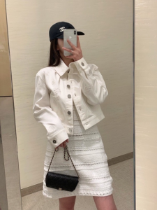 Luxury Womens Clothing Chanel 2021 Denim White Camellia Jacket SML A29PP780 AA160807