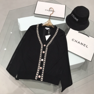 Chanel Black Knit Cotton Cardigan 