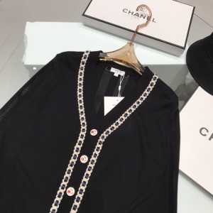 Luxury Womens Clothing Chanel Black Knit Cotton Cardigan SML A29PP580 AA160801
